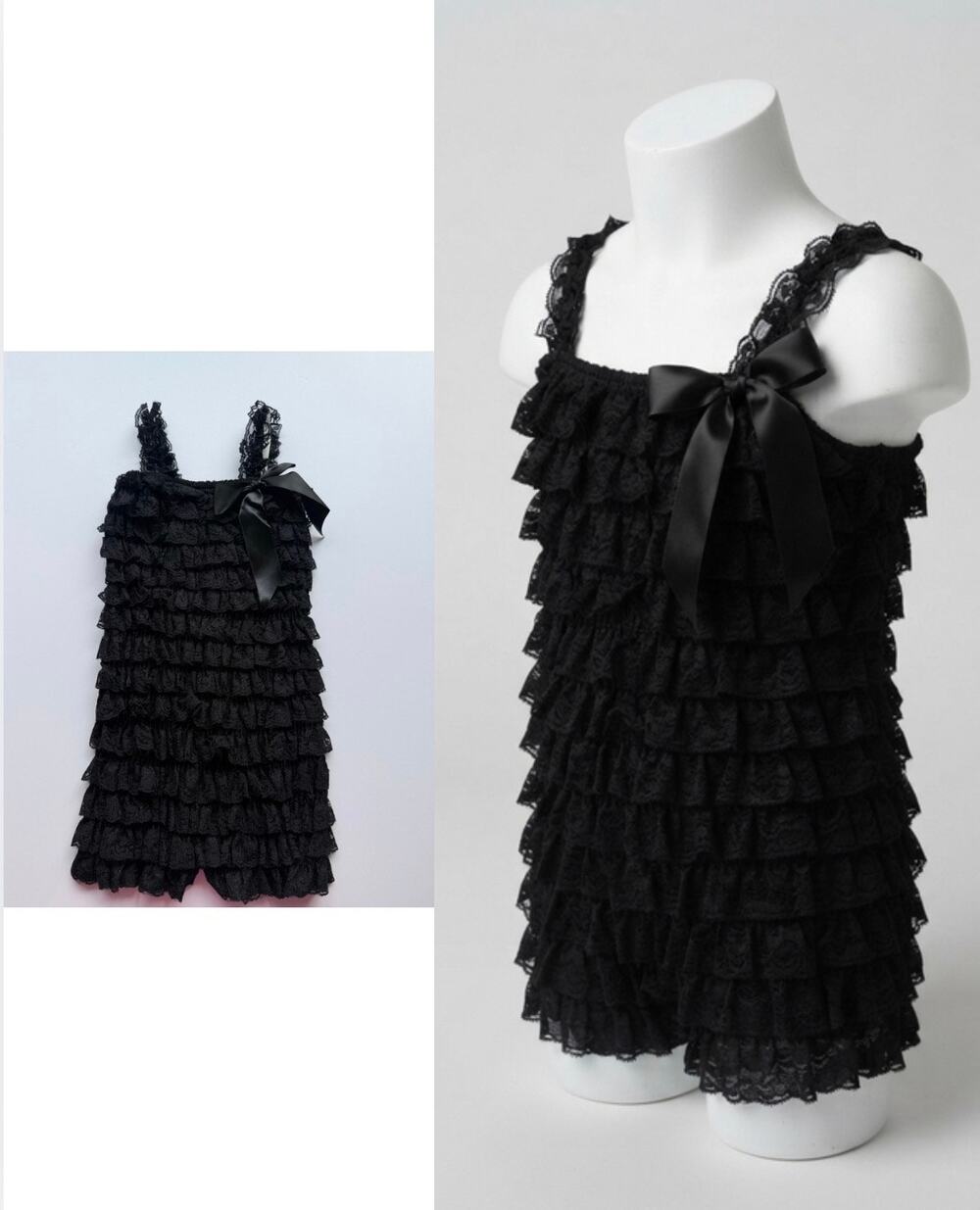 Pink Paisley Bowtique Black Lace Petti Romper | Size 1Y | Cake Smash Photo Prop